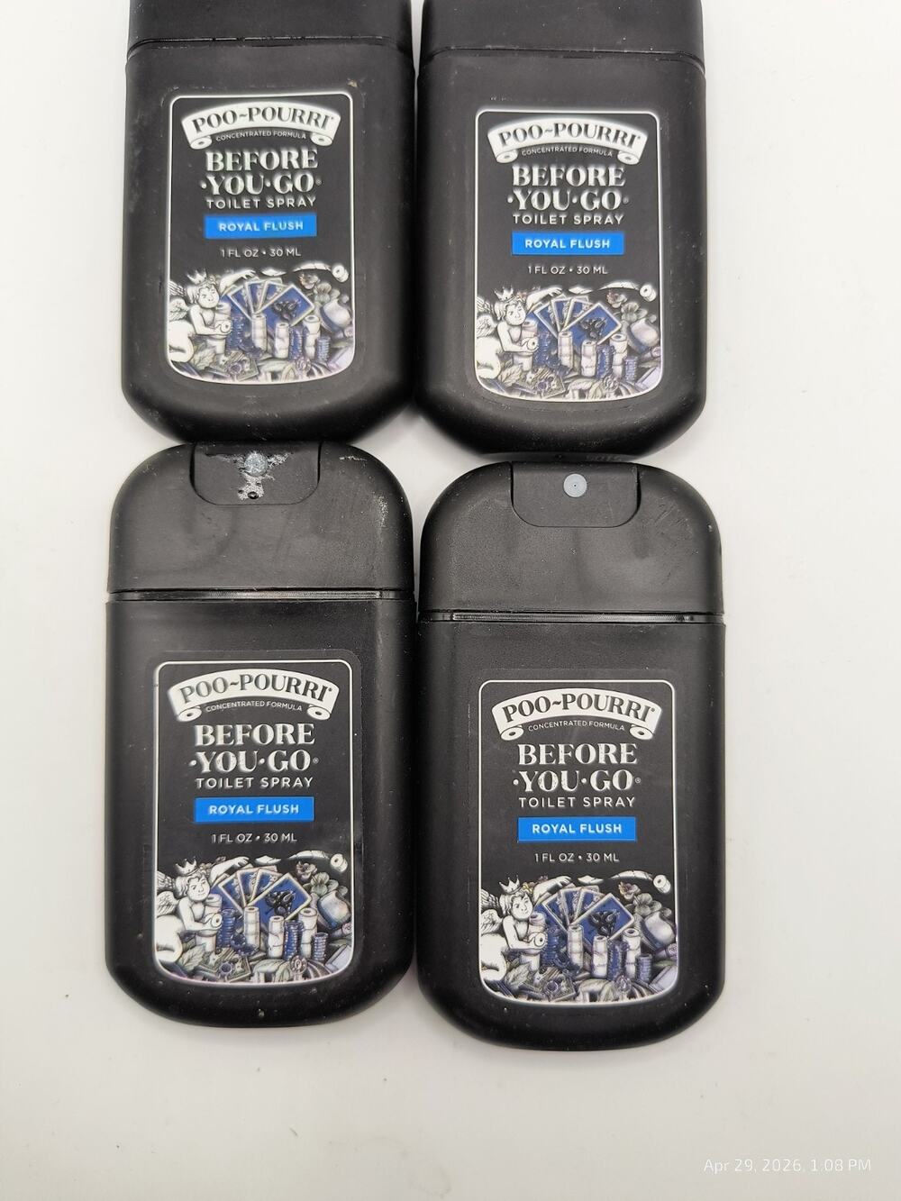 4 PACK Poo-Pourri Before-You-Go Toilet Spray Royal Flush 1 oz ea Pocket Travel